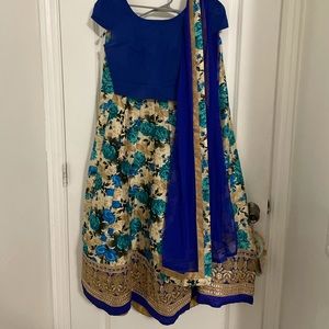 Blue Floral Lengha
